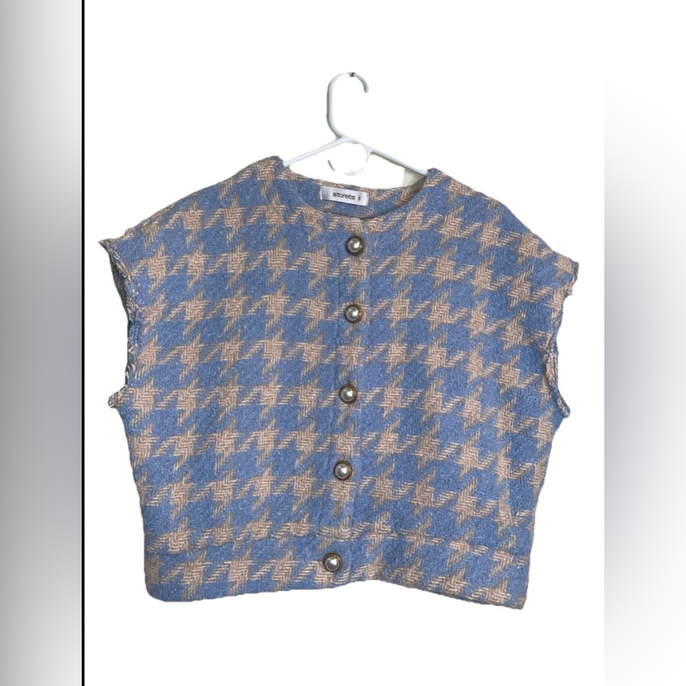 Storets Textured Blue and Cream Cardigan